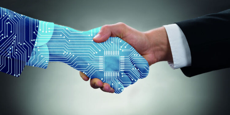 Digital-and-human-handshake