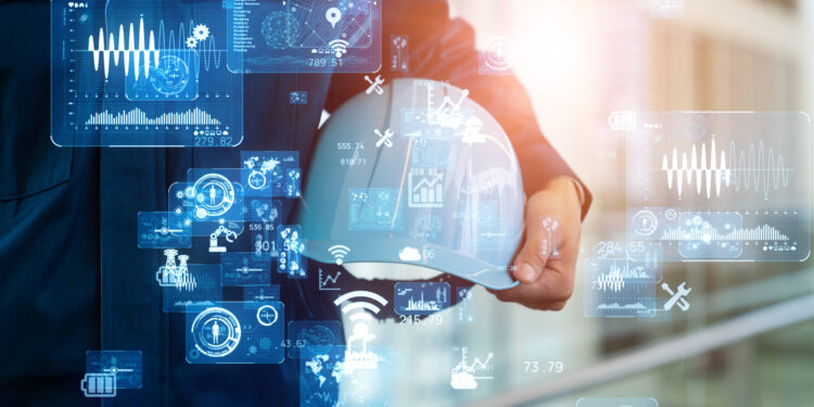 Industrial technology concept. Communication network. INDUSTRY 4.0. Factory automation.