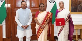 The Union Minister for Finance, Nirmala Sitharaman called on the President of India, Droupadi Murmu before presenting the first Union Budget 2024-25 of Modi 3.0 at Rashtrapati Bhavan, in New Delhi on July 23, 2024.