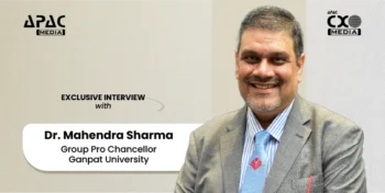 Dr Mahendra Sharma of Ganpat University details their extensive digital transformation aligned with Digital India and NEP 2020, encompassing AI labs, supercomputing, 5G research, industry-ready programs, and robust industry collaborations.
