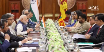 Prime Minister Narendra Modi with Sri Lankan President Anura Kumara Dissanayake in Colombo after signing a landmark India-Sri Lanka defence cooperation pact and key bilateral agreements.