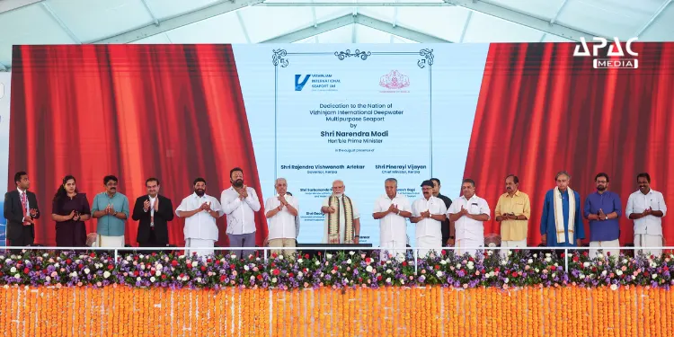 PM Modi commissions the Vizhinjam International Seaport in Kerala, India's first deepwater transhipment hub. This Rs 8,867 crore project, developed with Adani Ports to transform cargo logistics and reduce reliance on foreign ports.