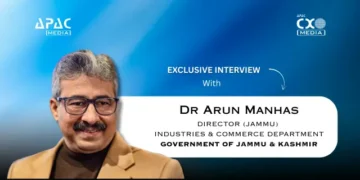 Dr. Arun Manhas, Director (Jammu), Industries & Commerce Dept., discusses advancing sustainable and inclusive industrial development, while highlighting the J&K Industrial Policy & New Central Sector Scheme 2021, Single Window System and PM Gati Shakti integration.