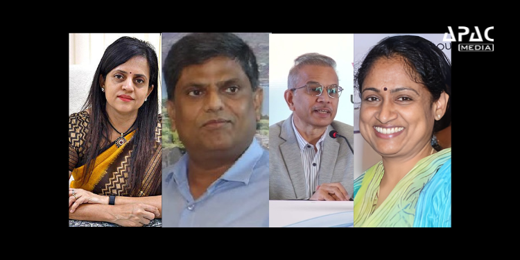 L to R: IAS Ashwini Bhide, IAS K H Govinda Raj, IAS Vikaschandra Rastogi, IAS Radhika Rastogi