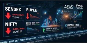 Sensex, Nifty Fall, Rupee Slips as Middle East Tensions Push Crude Oil Higher